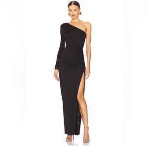 Michael Costello Black One-Shoulder Gown